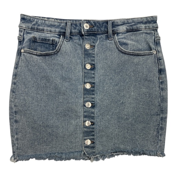 Guess Dresses & Skirts - GUESS Button Front Denim Mini Skirt Frayed Hem Sz US XL